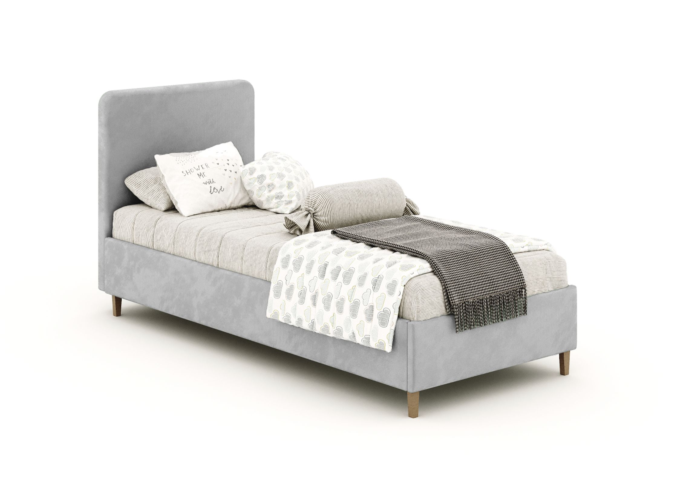 Szare łóżko dziecięce 90x200cm